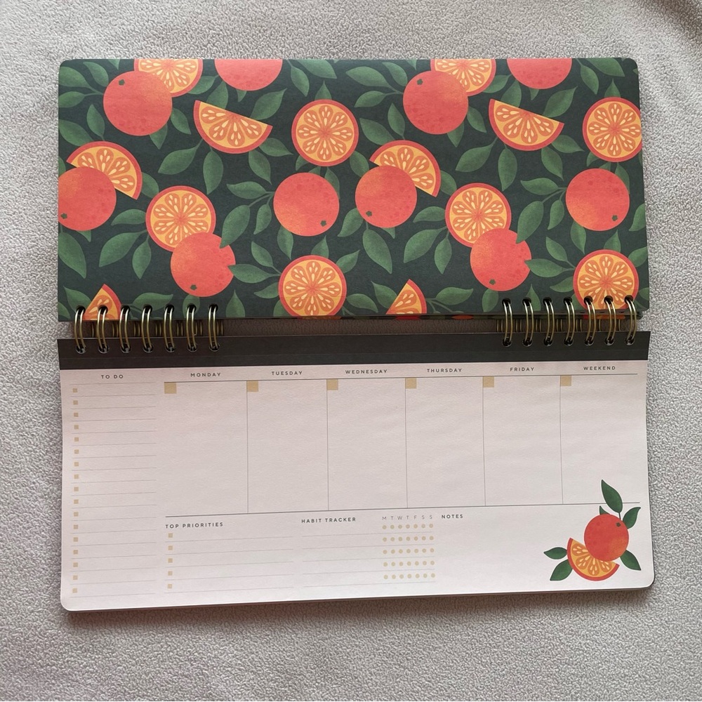 NWOT Citrus Themed Weekly Planner, 2 yrs/104 weeks